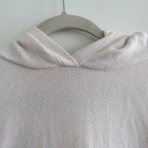 QUINCE Brushed Lounge Cropped Pullover Hoodie in Heather Oatmeal Lounge - Size S - Picture 4 of 13
